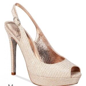 Adrianna Papell Rita Gold Silver Slingback Heels Metallic Platform Women's 6.5